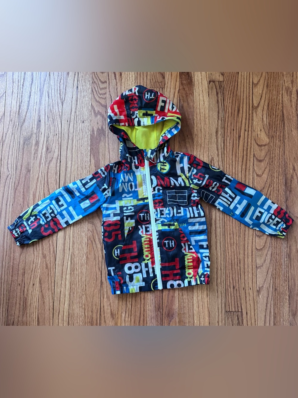 Tommy Hilfiger Kids Hooded Zip-Up Windbreaker Jacket – Size 4, Multi-Color